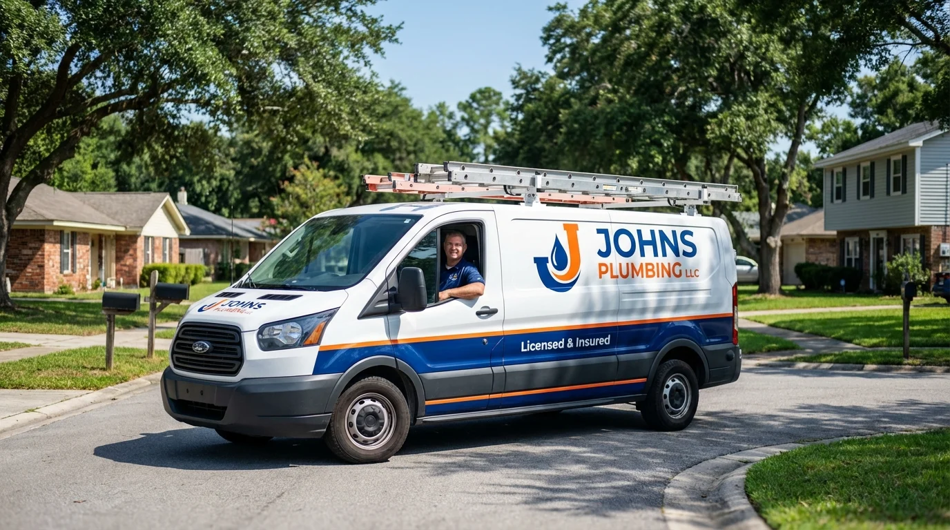 Johns Plumbing LLC service van in Londonderry, VT